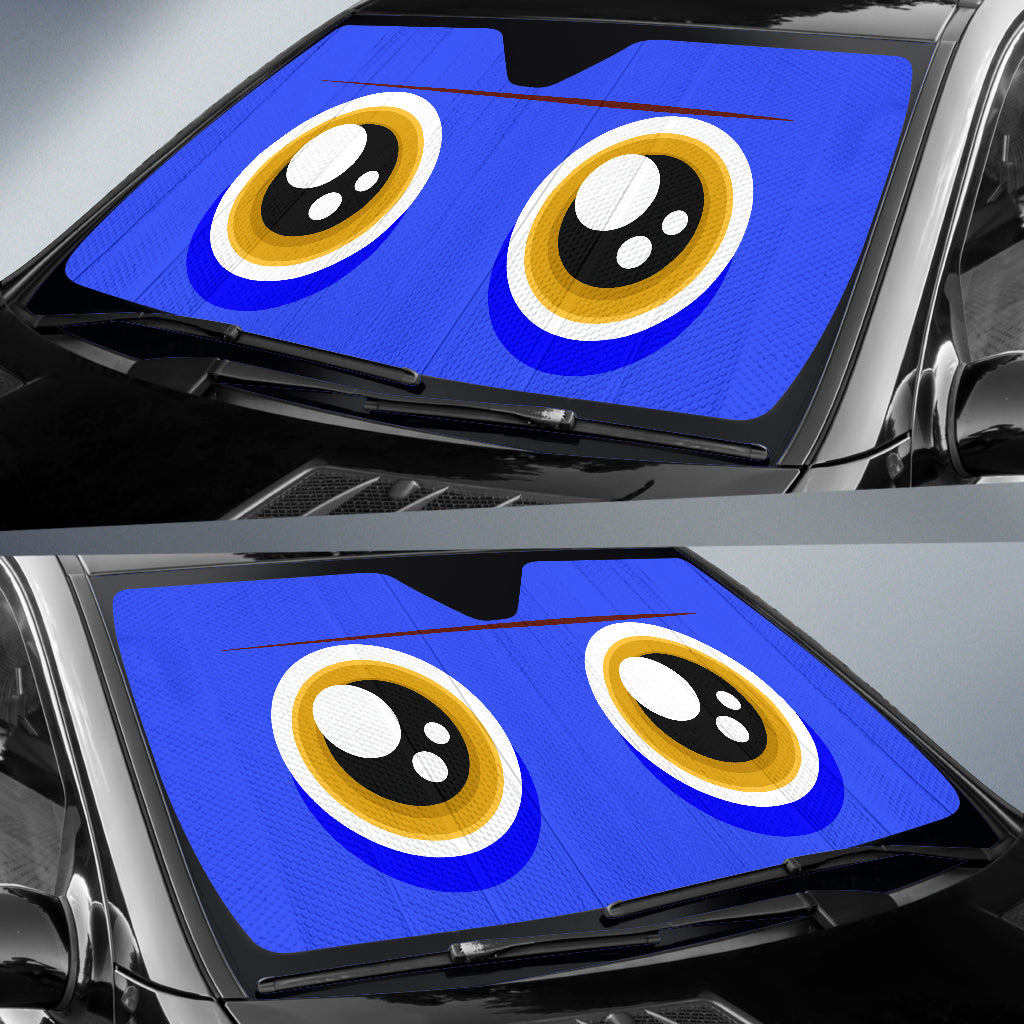 Blue Cartoon Eyes Car Sunshade Rollaprints