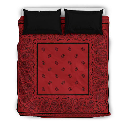 Paisley Red with Black Bandana Bedding Duvet Cover Set 3 Pieces