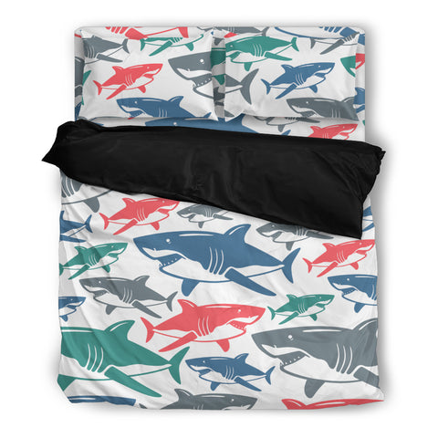 Shark Pattern Kids Bedding Set Duvet Cover 3 Pcs