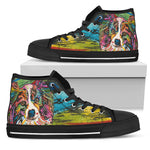 Papillon Dog Face Black Sole High Top Shoes