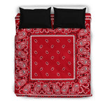 Classic Paisley Red Two-Tone Bandana Duvet Cover Set 3 Pcs