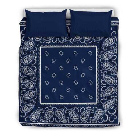 Paisley Navy Blue Bandana Duvet Cover Set 3 Pieces