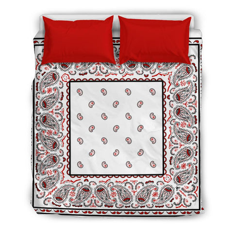 Paisley Wicked White Bandana Bedding Duvet Set 3 Pieces