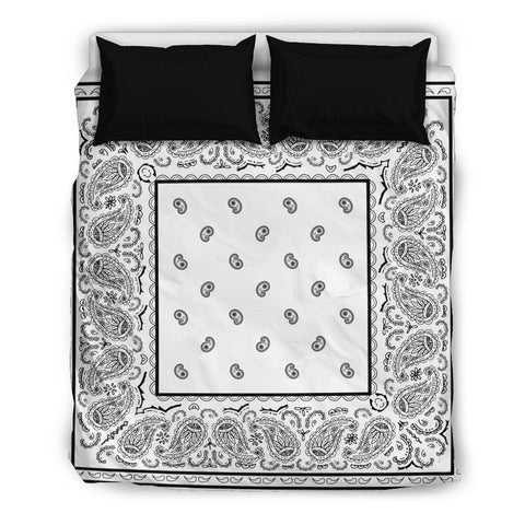 Paisley White bandana Bedding Duvet Cover Set 3 Pieces