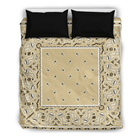 Classic Paisley Light Khaki Bandana Duvet Set 3 Pcs