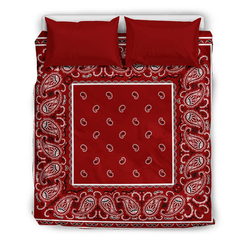 Paisley Maroon Bandana Duvet Covet Set 3 Pieces