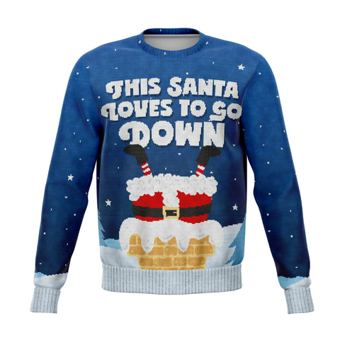 This Santa Loves To Go Down Unisex Ugly Christmas Sweater