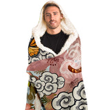 Tiger Among Cherry Blossom Unisex Hooded Blanket