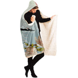 Flying White Japanese Crane Hooded Blanket