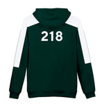 Squid Game - Number 218 Type Round Collar Green Hoodie For Men