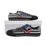 Unisex Vintage Skull American Flag Low Top Shoes