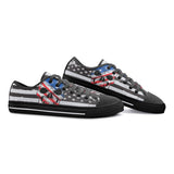 Unisex Vintage Skull American Flag Low Top Shoes