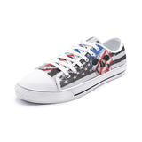 Unisex Vintage Skull American Flag Low Top Shoes