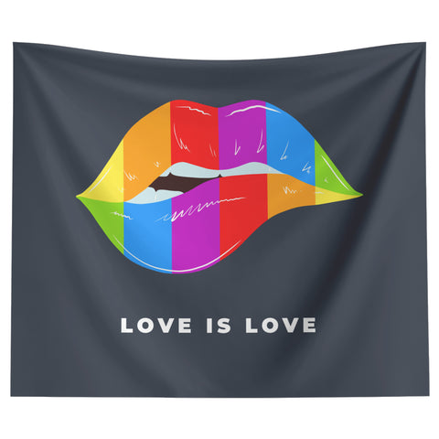 Lips Love is Love - Backdrop Wall Tapestry