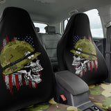 Skull American Army Car Seat Covers Set Of 2