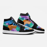 Geometric Color Cubes Leather High Top Sneakers