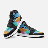 Geometric Color Cubes Leather High Top Sneakers