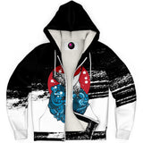 Japanese Crane with Wave Fleece Zip-Up Hoodie