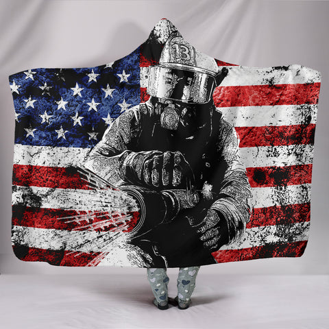 American Firefighter Hooded Blanket