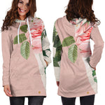 Pink Rose Flower Women's Hooded Dress