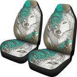 Wolf Head Zentangle Car Seat Covers Set Of 2