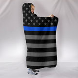 Thin Blue Line American Flag Unisex Hooded Blanket