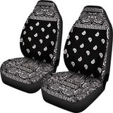 Black Paisley Bandana Car Seat Covers Set Of 2