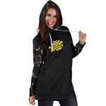 Live To Wander Black Marble Women's Hooded Dress