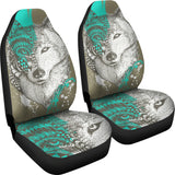 Wolf Head Zentangle Car Seat Covers Set Of 2