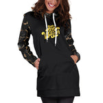 Live To Wander Black Marble Women's Hooded Dress